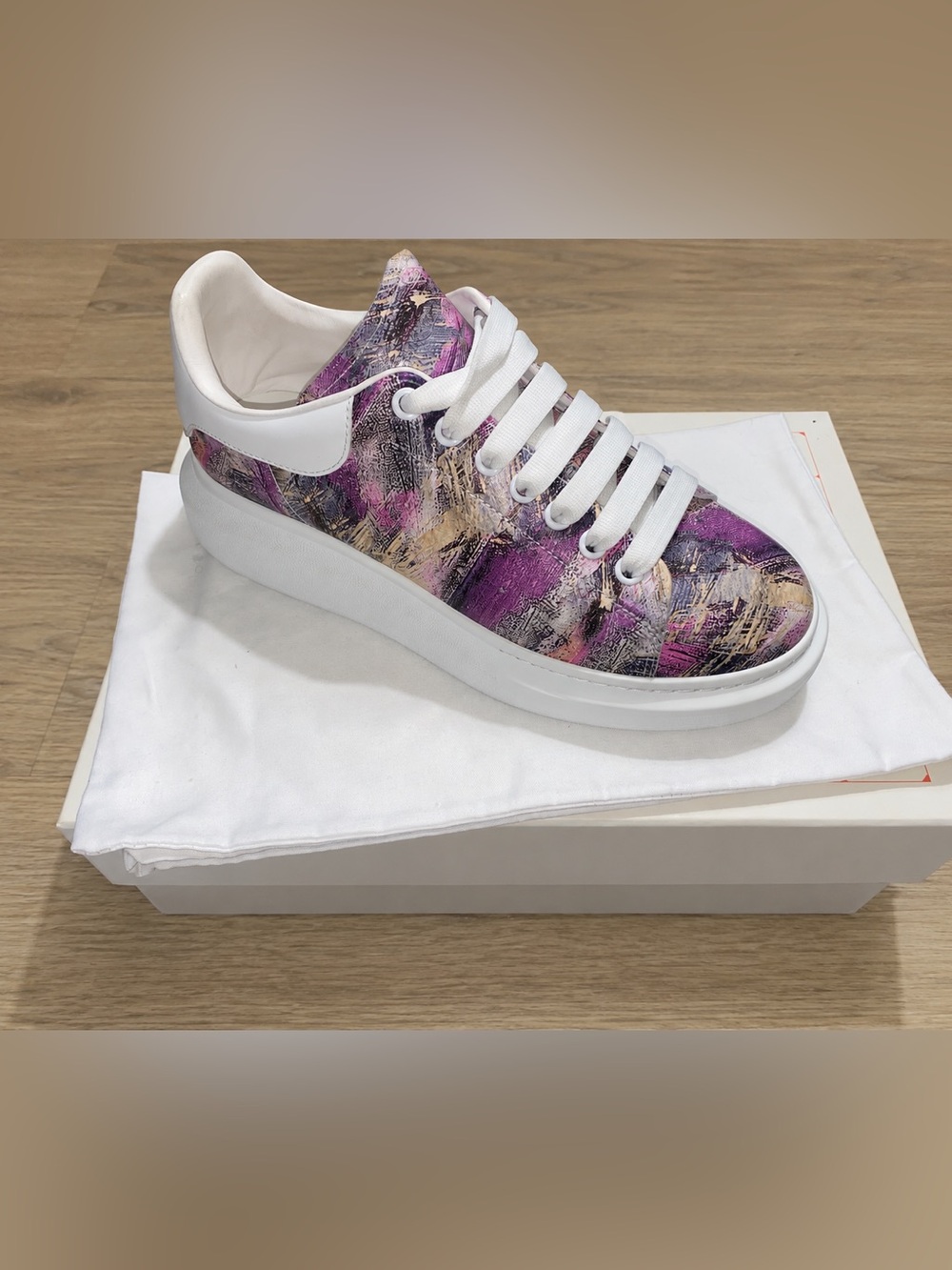Alexander McQueen Men’s Graffiti Platform Sneakers Size 9 Multicolor Purple